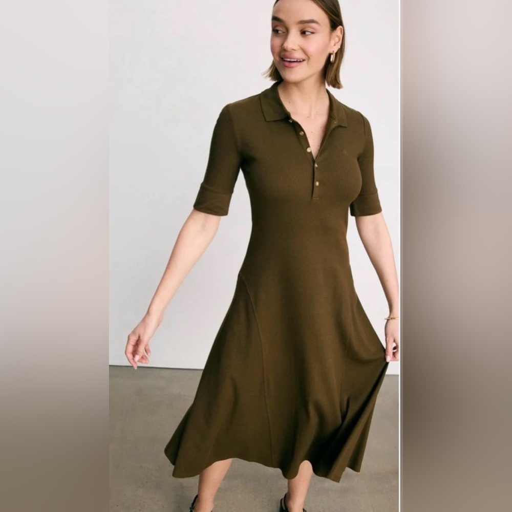 Lauren Ralph Lauren Lillianna Day Dress / Olive Khaki Green, S